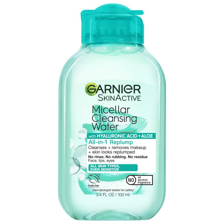Front of pack of Garnier Micellar Cleansing Water with Hyaluronic Acid + Aloe 100mL